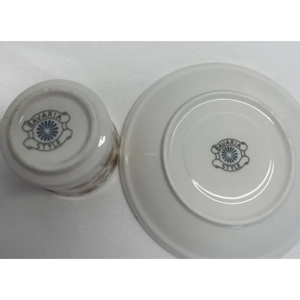 Vintage German Style Set Demitasses Porcelain Tea Espresso MCM Set 6 Cups Saucer